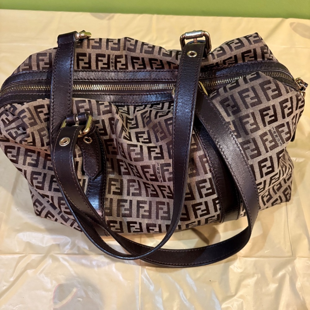 Authentic Pre-Owned Fendi Zucca Vintage Small Boston Canvas Handbag - Picture 3 of 5